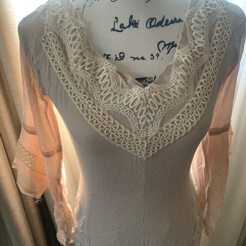 Joyfolie XS Women’s Cream/Beige Dress with Ivory embroidery and side pockets